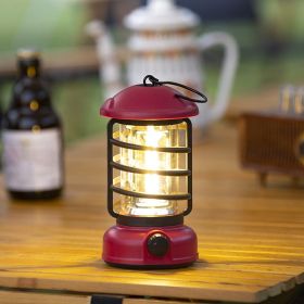 400 Lumens NEW Retro Camping Lights; Atmosphere Tent Lights COB Battery Lighting Hanging Lights; Outdoor Camping Accessories - L803B-Red