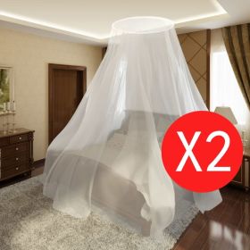 2 pcs Mosquito Net Bed Net Set Round 1' 10" x 10' 8" x 7' 6" - White