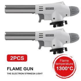 2 Pack Camping Gas Torch Welding Fire Maker Lighter Butane Burner Flame Gun BBQ - White