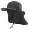 Wide Brim Sun Screen Hat With Neck Flap; Adjustable Waterproof Quick-drying Outdoor Hiking Fishing Cap For Men Women - Black - 58-60cm/22.83-23.62in