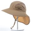 Wide Brim Sun Screen Hat With Neck Flap; Adjustable Waterproof Quick-drying Outdoor Hiking Fishing Cap For Men Women - Dark Gray