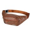 PU Chest Bag Solid Color Lightweight Travel Waist Bag Daily Commuting Large-capacity Messenger Chest Bag - Coffee