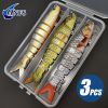 3pcs 8 Segment Fishing Lure Multi Jointed Artificial Bait Slow Sinking Bionic Fishing Bait Ice Fishing Gear - 391 (3pcs With Box)